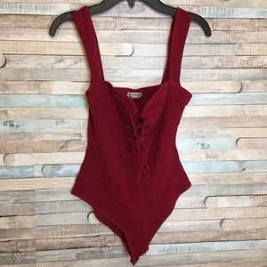Intimately Free People laceup bodysuit leotard top